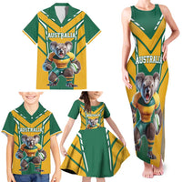 Custom Australia Rugby Family Matching Tank Maxi Dress and Hawaiian Shirt Koala Mascot Sporty Style - Wonder Print Shop