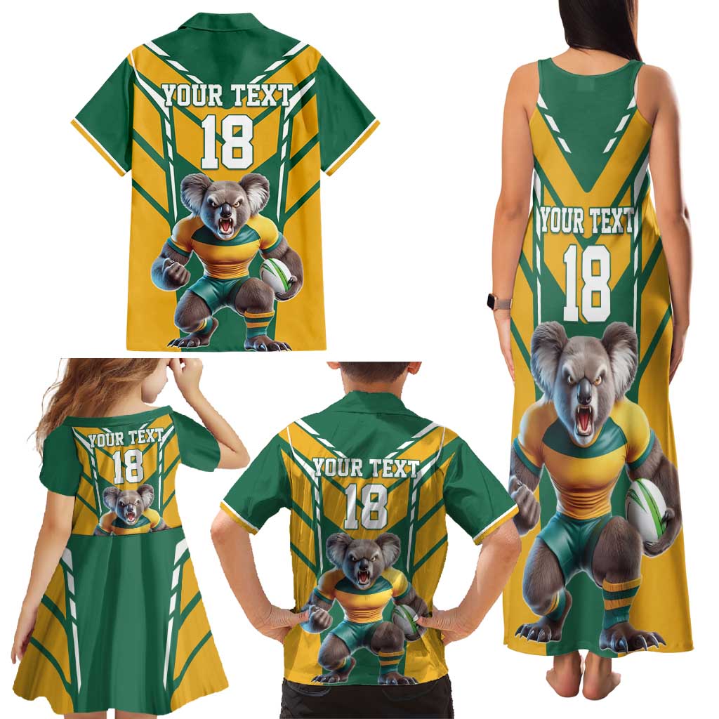 Custom Australia Rugby Family Matching Tank Maxi Dress and Hawaiian Shirt Koala Mascot Sporty Style - Wonder Print Shop