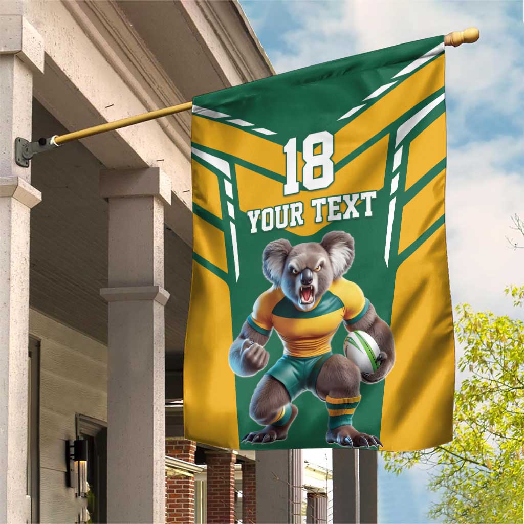 Custom Australia Rugby Garden Flag Koala Mascot Sporty Style - Wonder Print Shop
