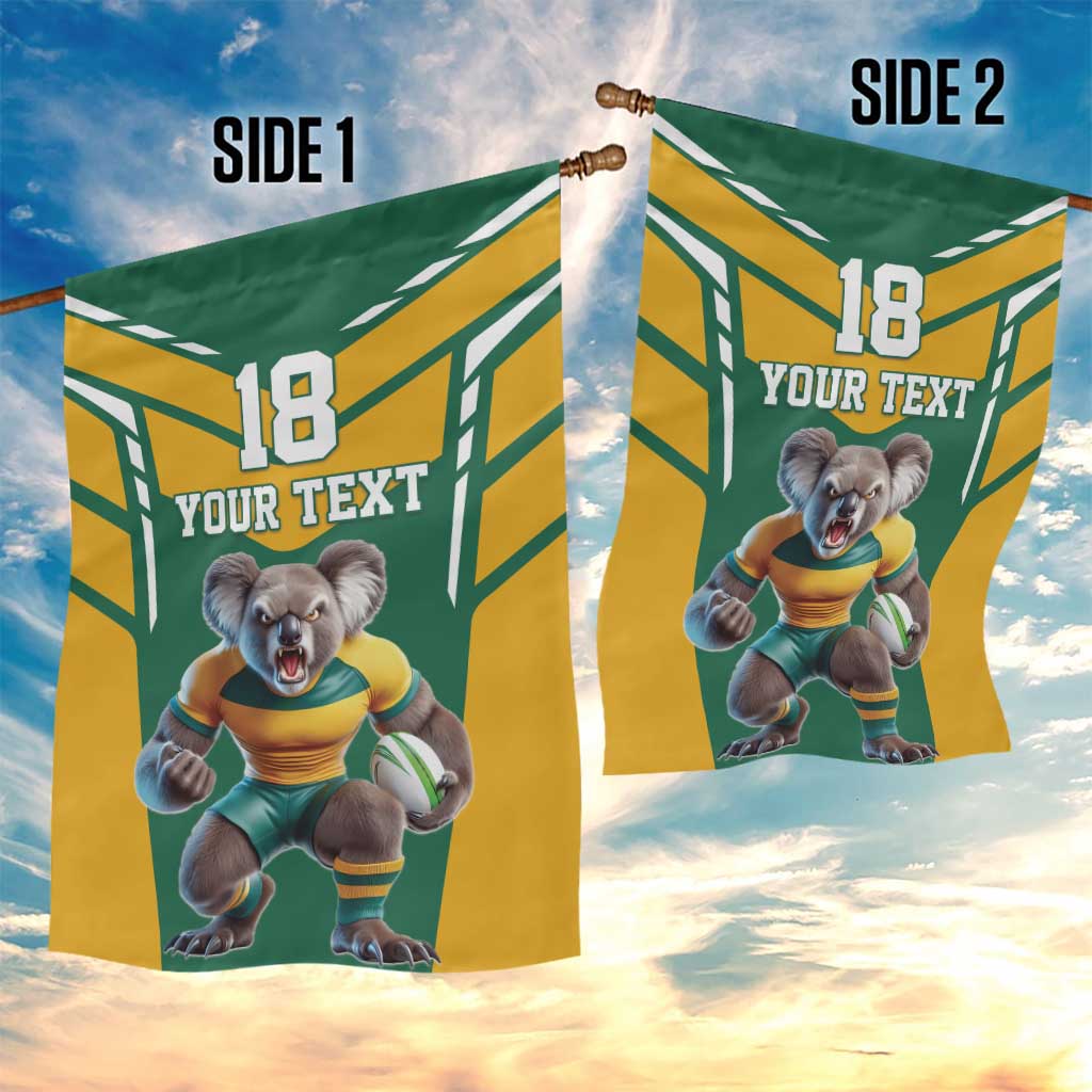 Custom Australia Rugby Garden Flag Koala Mascot Sporty Style - Wonder Print Shop