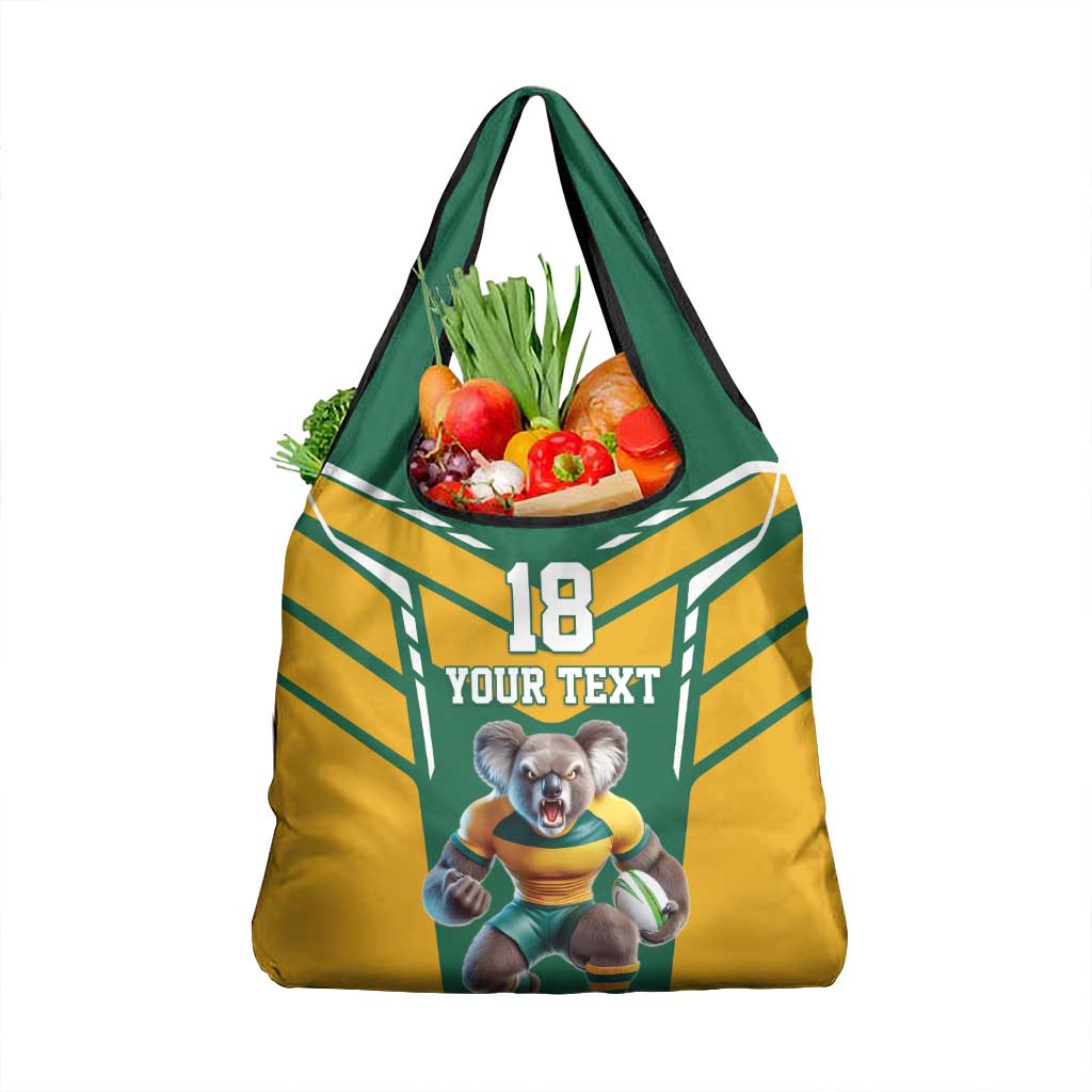 Custom Australia Rugby Grocery Bag Koala Mascot Sporty Style - Wonder Print Shop