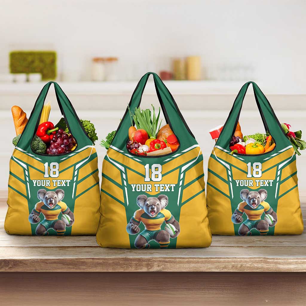 Custom Australia Rugby Grocery Bag Koala Mascot Sporty Style - Wonder Print Shop