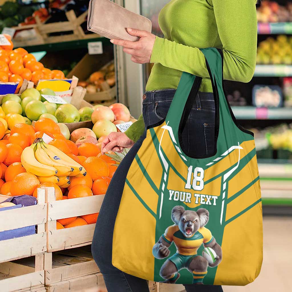 Custom Australia Rugby Grocery Bag Koala Mascot Sporty Style - Wonder Print Shop