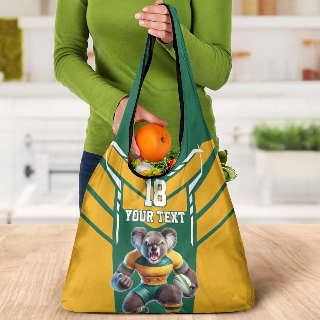 Custom Australia Rugby Grocery Bag Koala Mascot Sporty Style - Wonder Print Shop