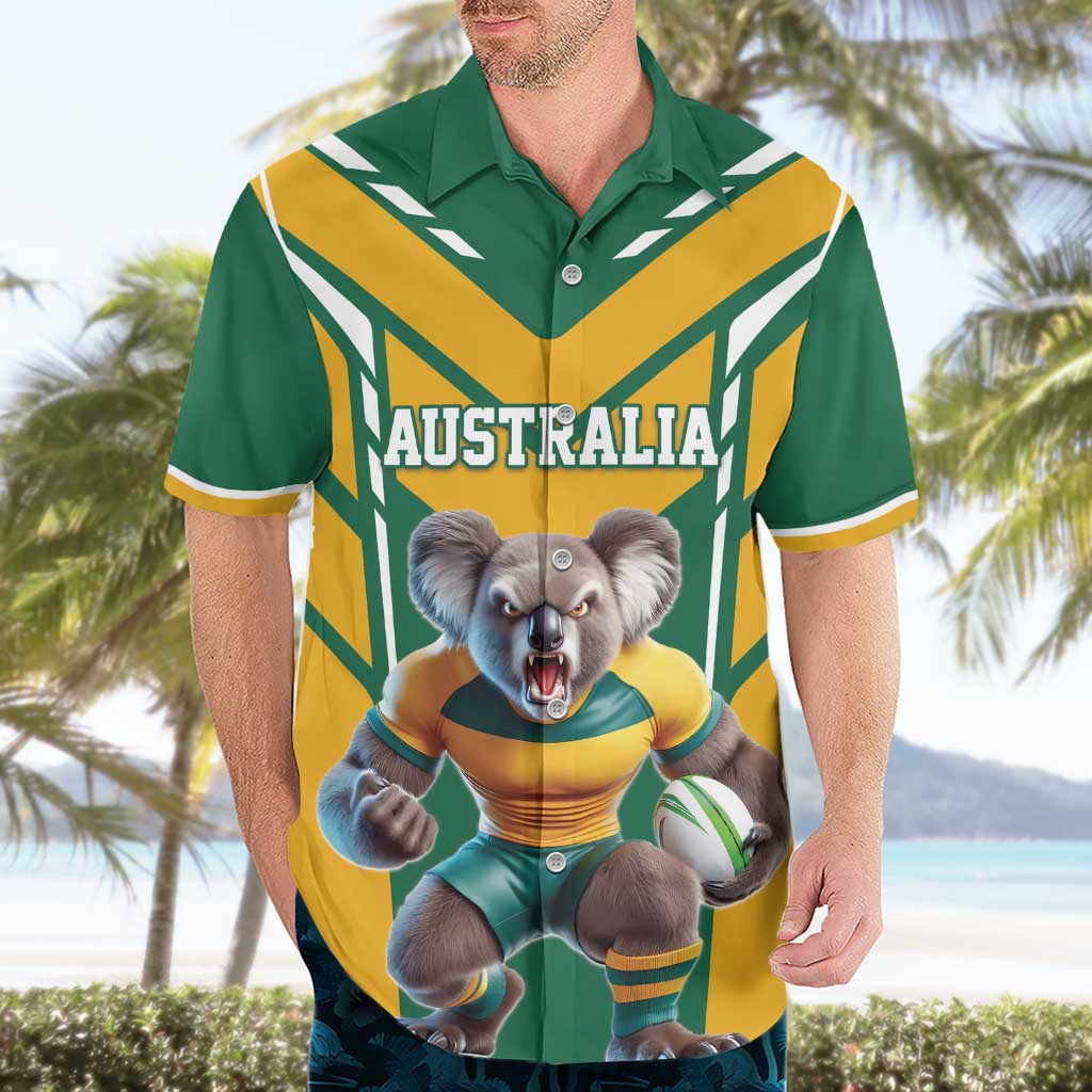 Custom Australia Rugby Hawaiian Shirt Koala Mascot Sporty Style - Wonder Print Shop