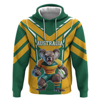 Custom Australia Rugby Hoodie Koala Mascot Sporty Style - Wonder Print Shop