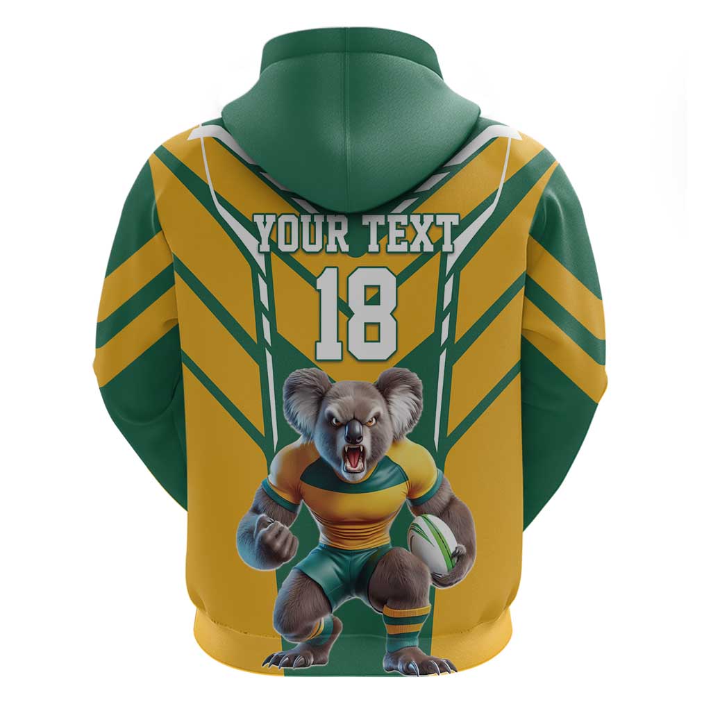 Custom Australia Rugby Hoodie Koala Mascot Sporty Style - Wonder Print Shop