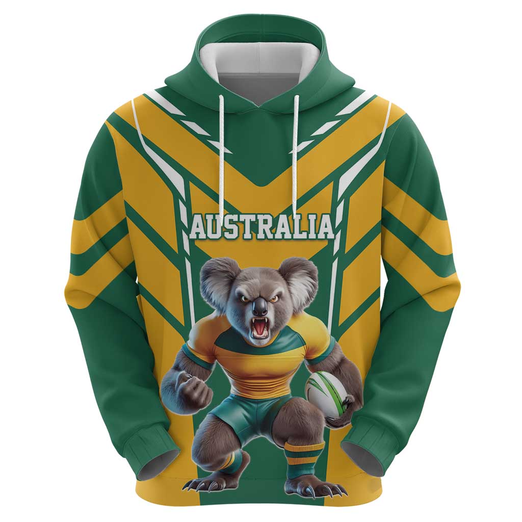 Custom Australia Rugby Hoodie Koala Mascot Sporty Style - Wonder Print Shop