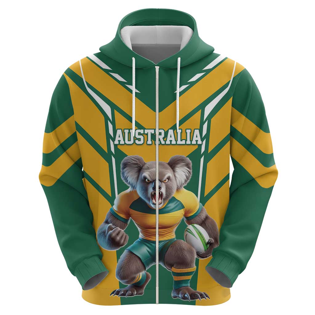 Custom Australia Rugby Hoodie Koala Mascot Sporty Style - Wonder Print Shop