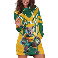 Custom Australia Rugby Hoodie Dress Koala Mascot Sporty Style - Wonder Print Shop