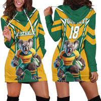 Custom Australia Rugby Hoodie Dress Koala Mascot Sporty Style - Wonder Print Shop