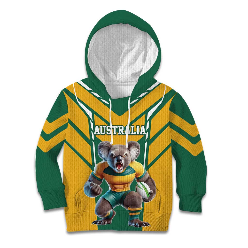 Custom Australia Rugby Kid Hoodie Koala Mascot Sporty Style - Wonder Print Shop