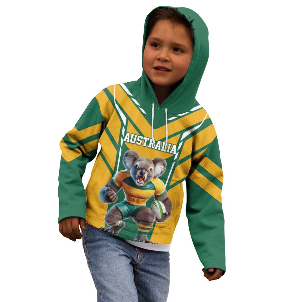 Custom Australia Rugby Kid Hoodie Koala Mascot Sporty Style - Wonder Print Shop