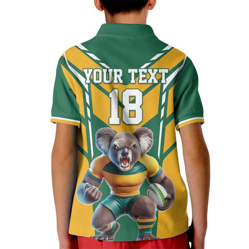Custom Australia Rugby Kid Polo Shirt Koala Mascot Sporty Style - Wonder Print Shop