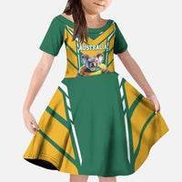Custom Australia Rugby Kid Short Sleeve Dress Koala Mascot Sporty Style - Wonder Print Shop