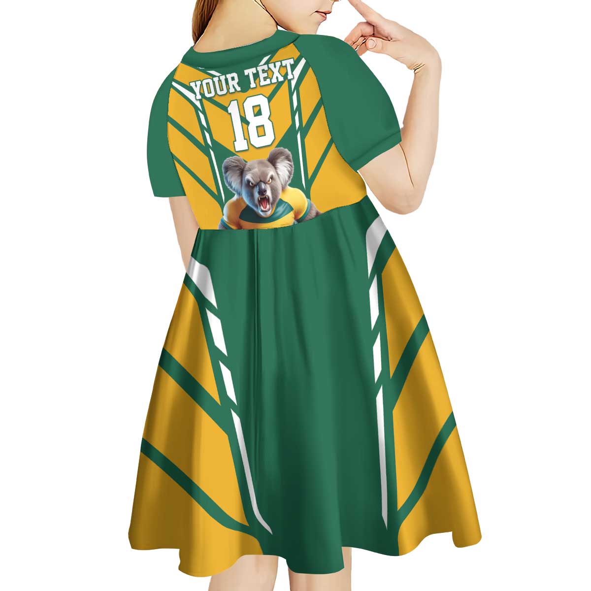 Custom Australia Rugby Kid Short Sleeve Dress Koala Mascot Sporty Style - Wonder Print Shop