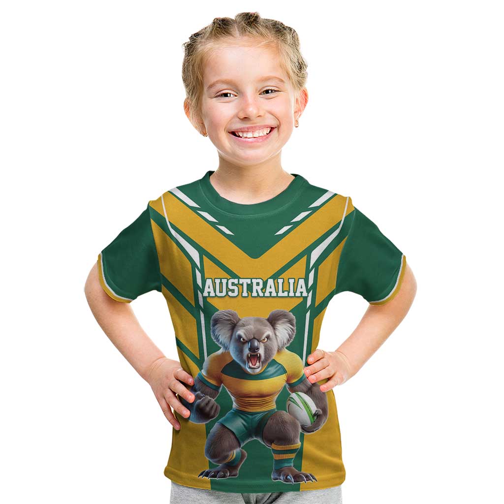 Custom Australia Rugby Kid T Shirt Koala Mascot Sporty Style - Wonder Print Shop