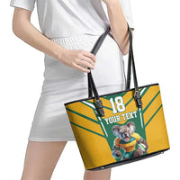Custom Australia Rugby Leather Tote Bag Koala Mascot Sporty Style - Wonder Print Shop