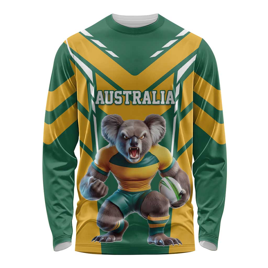 Custom Australia Rugby Long Sleeve Shirt Koala Mascot Sporty Style - Wonder Print Shop