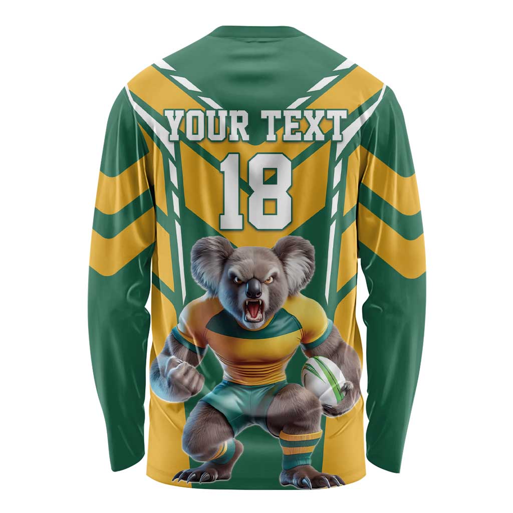Custom Australia Rugby Long Sleeve Shirt Koala Mascot Sporty Style - Wonder Print Shop