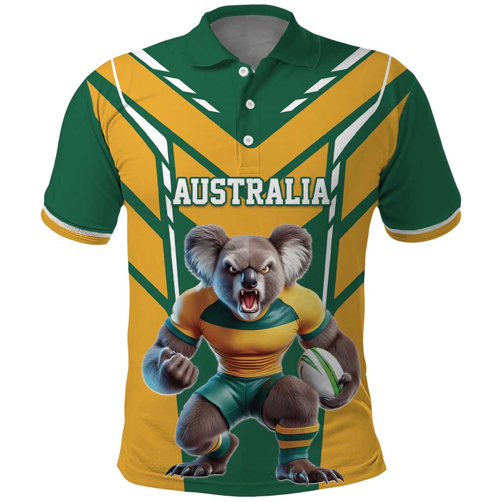 Custom Australia Rugby Polo Shirt Koala Mascot Sporty Style - Wonder Print Shop