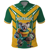 Custom Australia Rugby Polo Shirt Koala Mascot Sporty Style - Wonder Print Shop