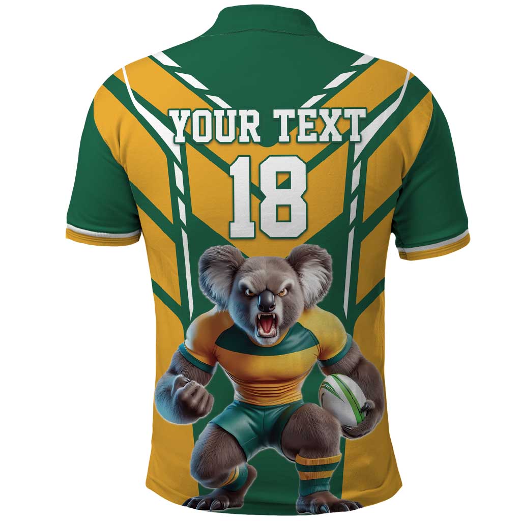 Custom Australia Rugby Polo Shirt Koala Mascot Sporty Style - Wonder Print Shop