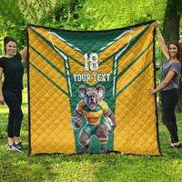 Custom Australia Rugby Quilt Koala Mascot Sporty Style - Wonder Print Shop