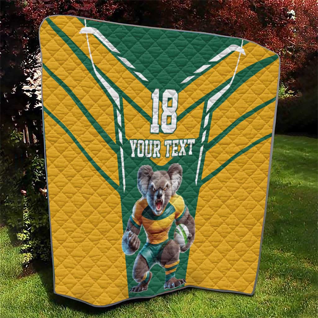 Custom Australia Rugby Quilt Koala Mascot Sporty Style - Wonder Print Shop