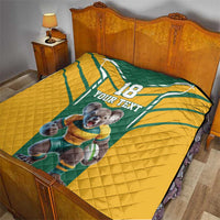 Custom Australia Rugby Quilt Koala Mascot Sporty Style - Wonder Print Shop