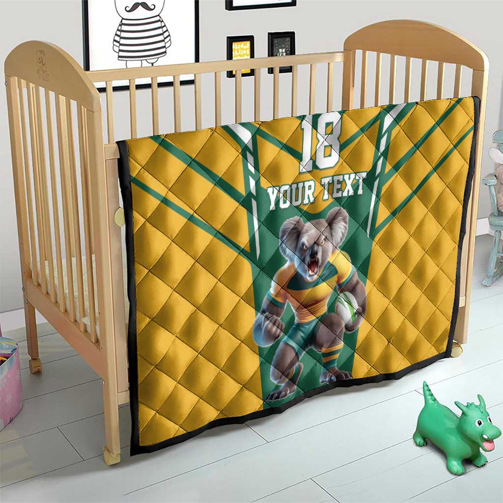 Custom Australia Rugby Quilt Koala Mascot Sporty Style - Wonder Print Shop