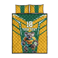 Custom Australia Rugby Quilt Bed Set Koala Mascot Sporty Style - Wonder Print Shop