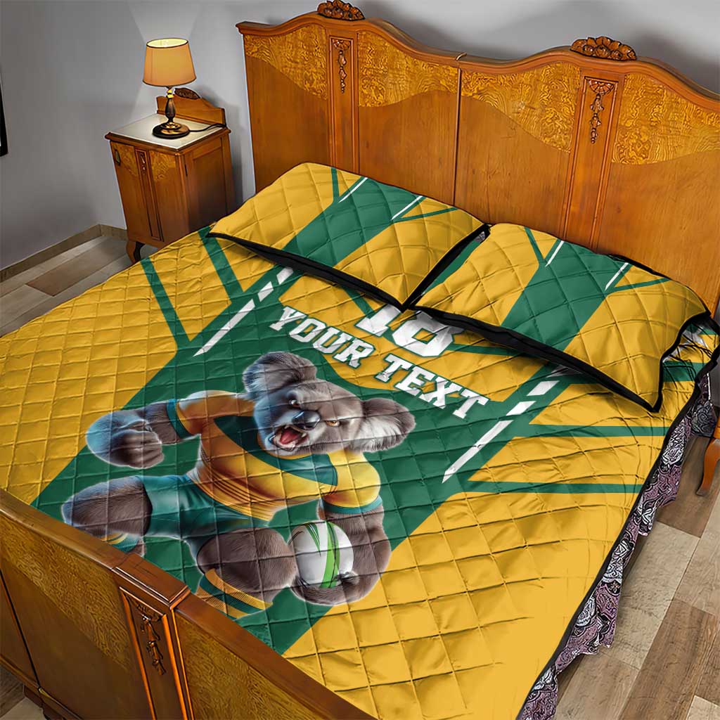 Custom Australia Rugby Quilt Bed Set Koala Mascot Sporty Style - Wonder Print Shop