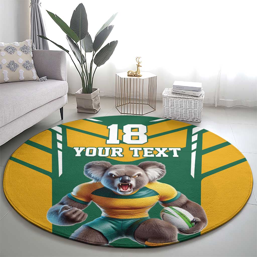 Custom Australia Rugby Round Carpet Koala Mascot Sporty Style - Wonder Print Shop