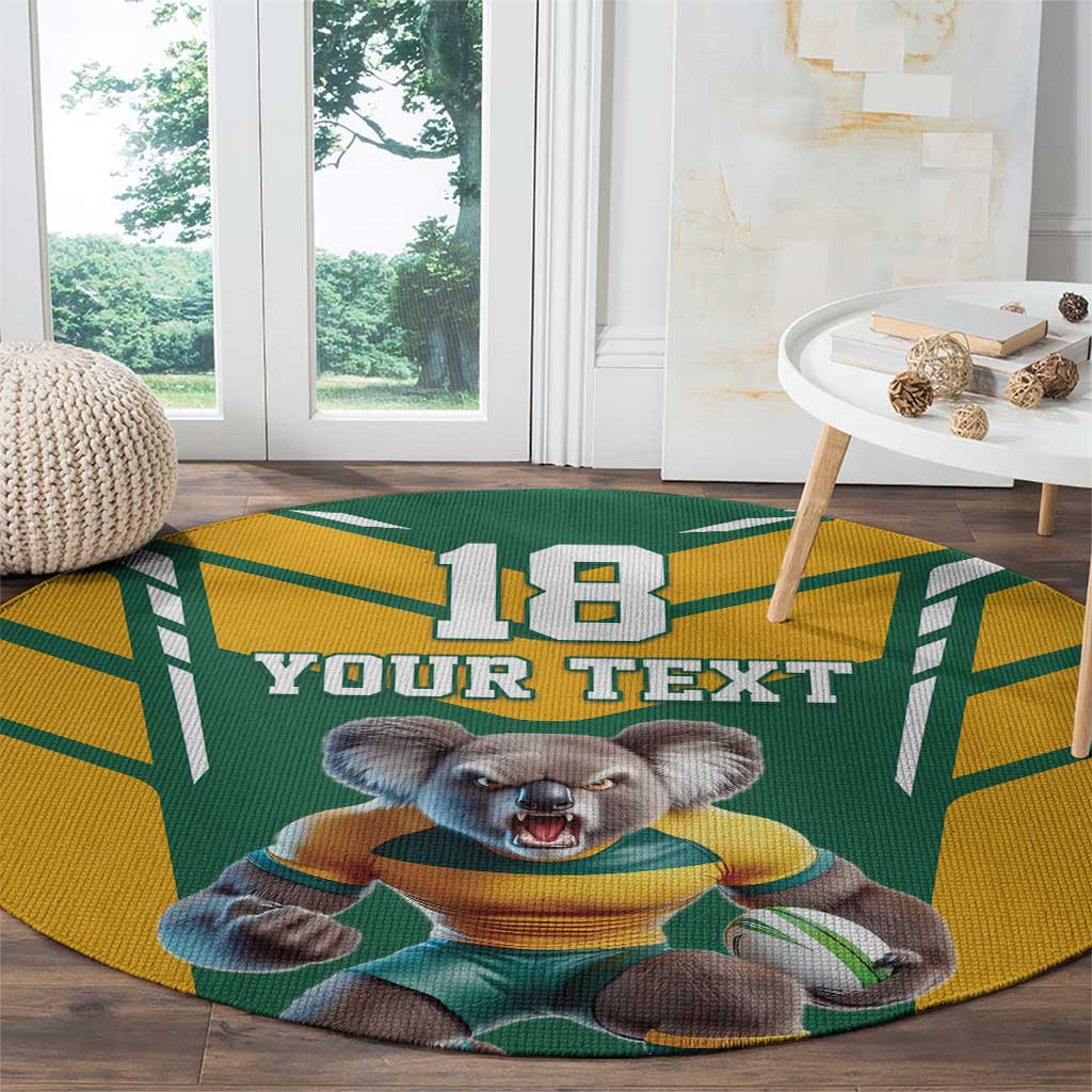 Custom Australia Rugby Round Carpet Koala Mascot Sporty Style - Wonder Print Shop