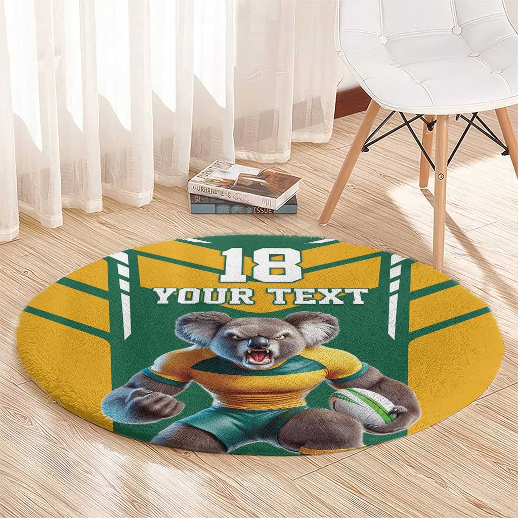 Custom Australia Rugby Round Carpet Koala Mascot Sporty Style - Wonder Print Shop