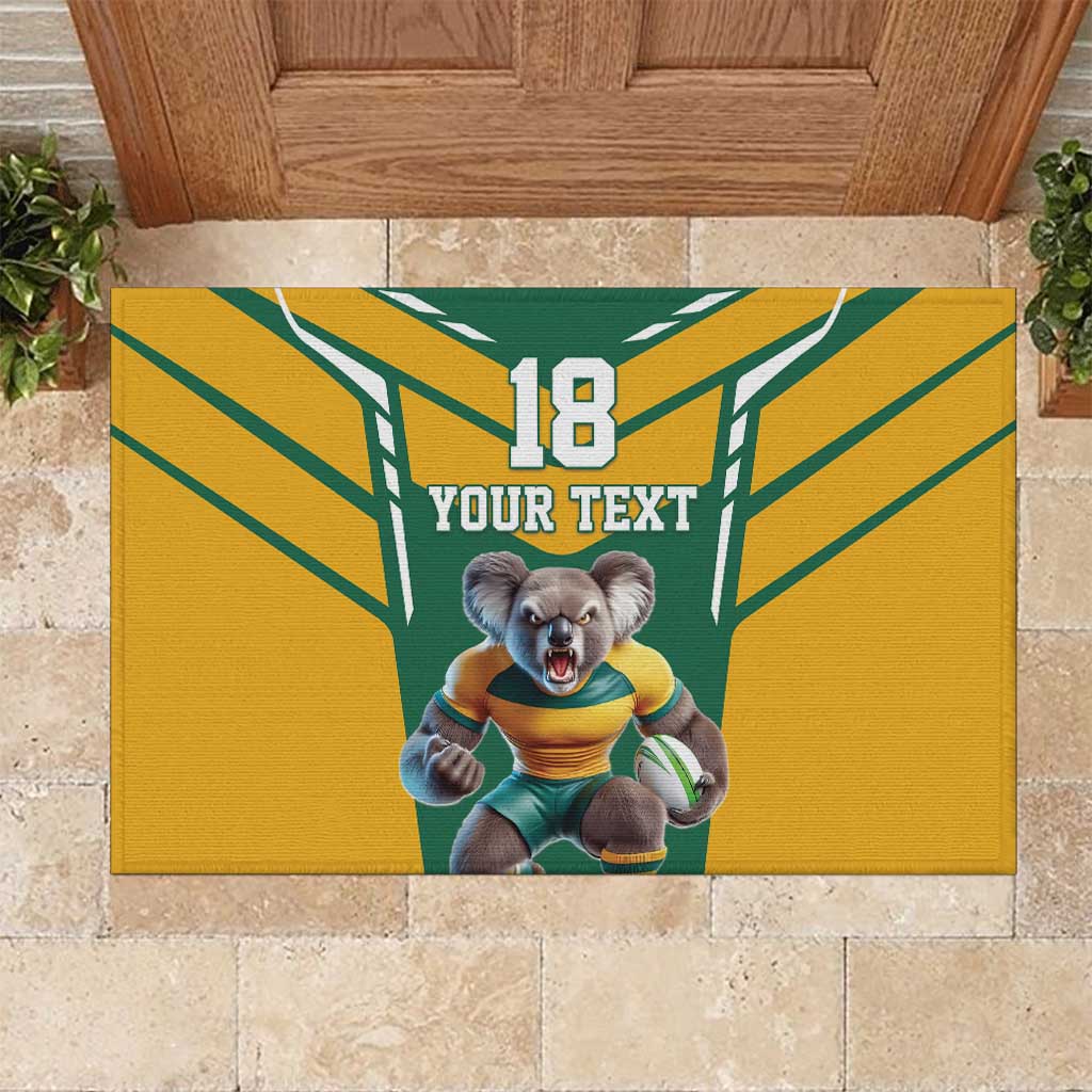 Custom Australia Rugby Rubber Doormat Koala Mascot Sporty Style - Wonder Print Shop