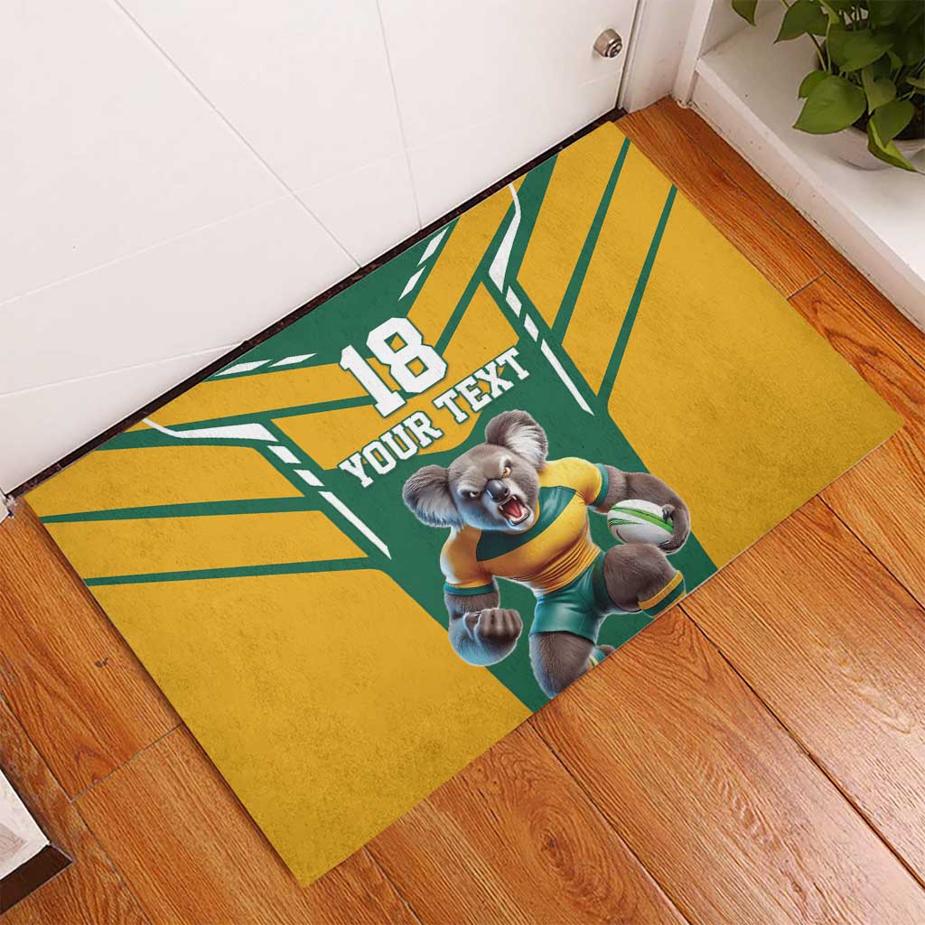 Custom Australia Rugby Rubber Doormat Koala Mascot Sporty Style - Wonder Print Shop