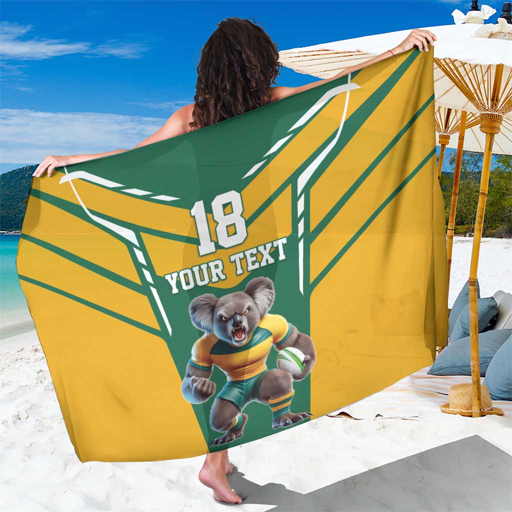 Custom Australia Rugby Sarong Koala Mascot Sporty Style - Wonder Print Shop