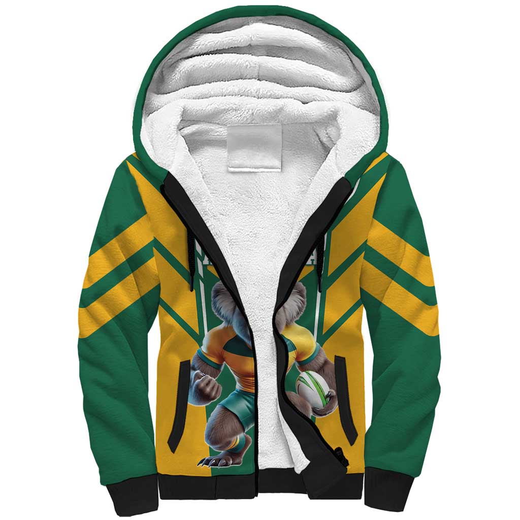 Custom Australia Rugby Sherpa Hoodie Koala Mascot Sporty Style - Wonder Print Shop