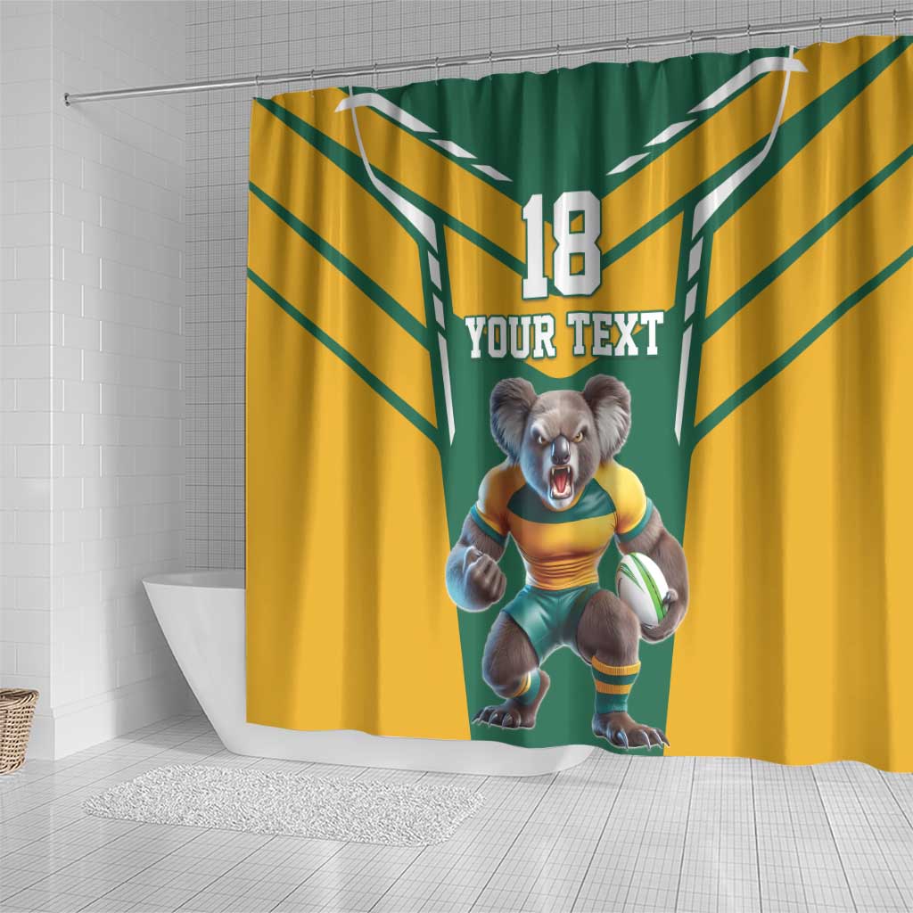 Custom Australia Rugby Shower Curtain Koala Mascot Sporty Style - Wonder Print Shop