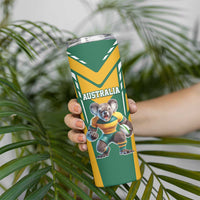 Custom Australia Rugby Skinny Tumbler Koala Mascot Sporty Style - Wonder Print Shop