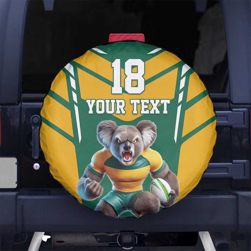 Custom Australia Rugby Spare Tire Cover Koala Mascot Sporty Style - Wonder Print Shop