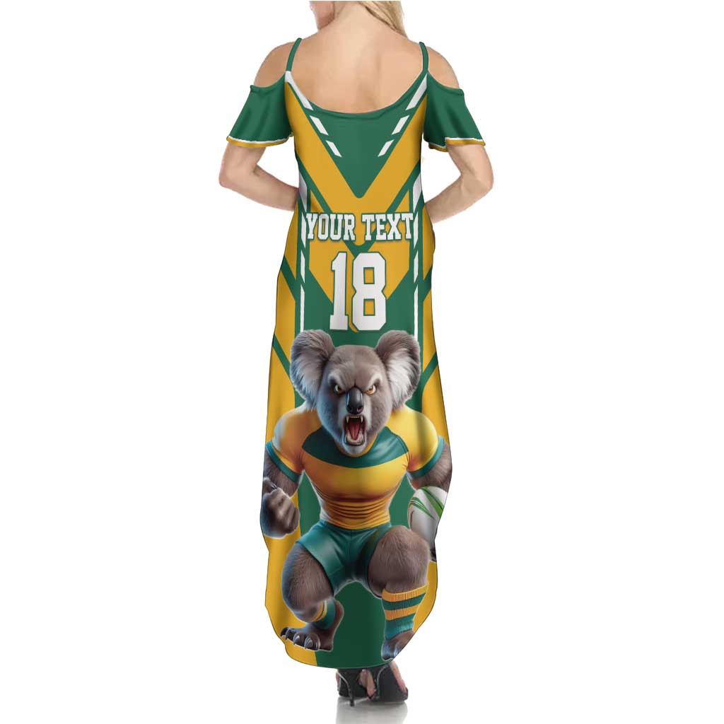 Custom Australia Rugby Summer Maxi Dress Koala Mascot Sporty Style - Wonder Print Shop
