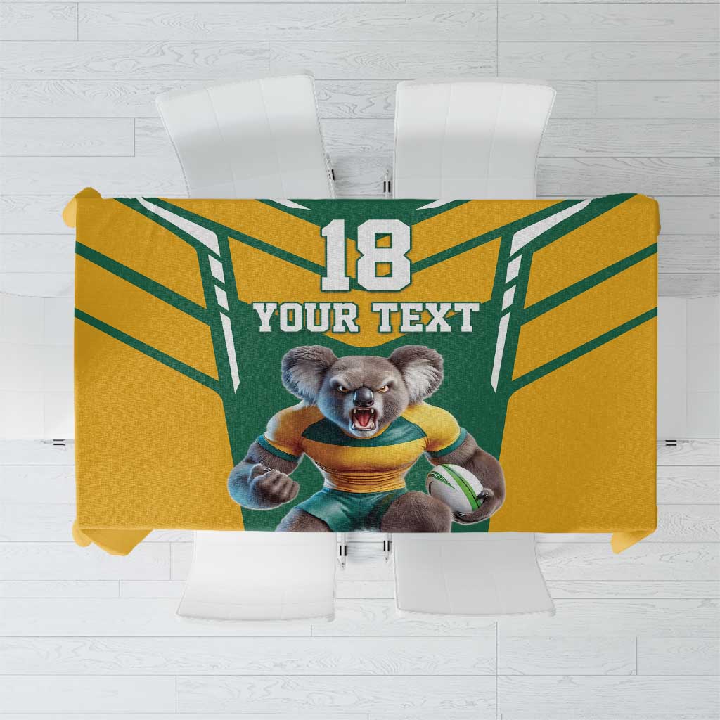 Custom Australia Rugby Tablecloth Koala Mascot Sporty Style - Wonder Print Shop