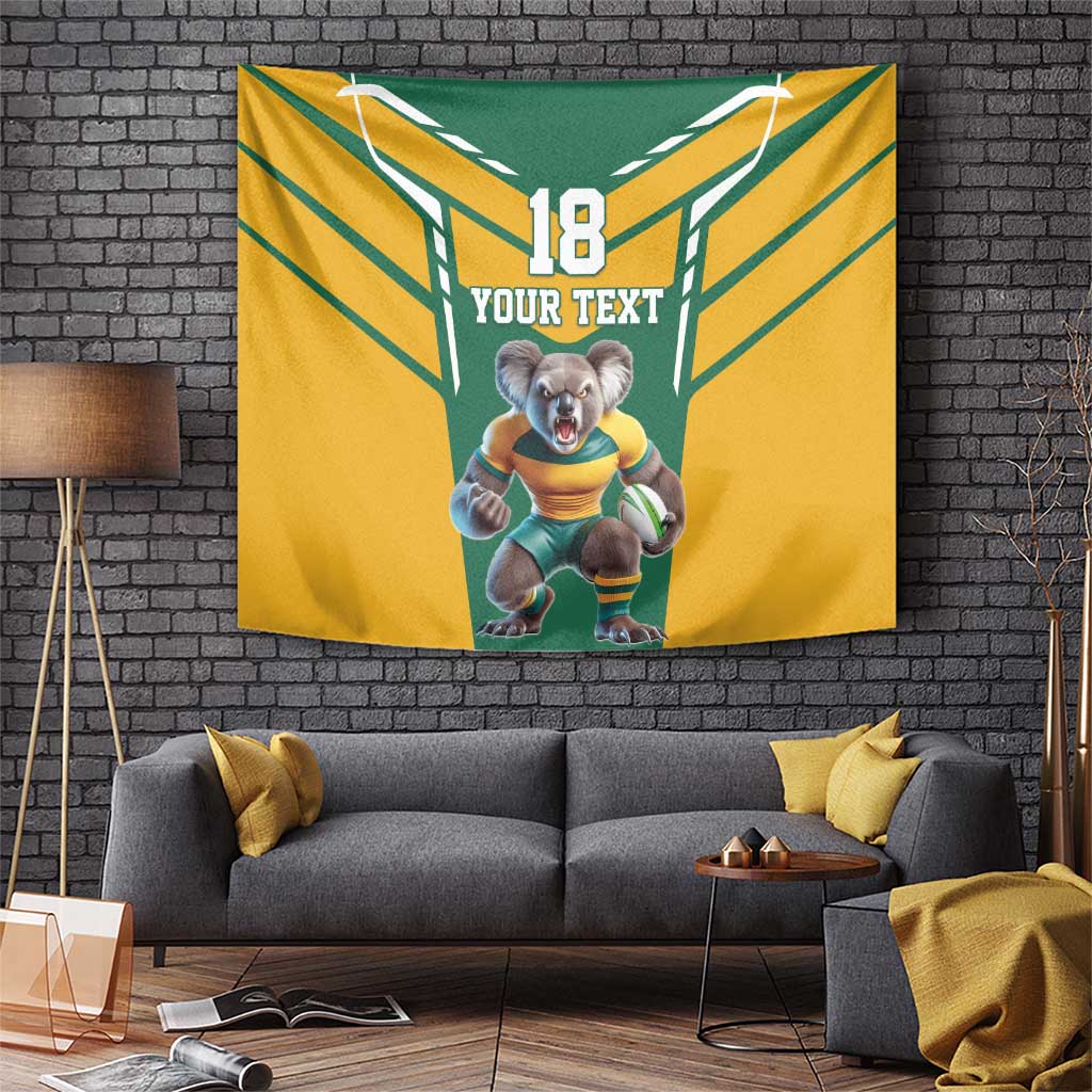 Custom Australia Rugby Tapestry Koala Mascot Sporty Style - Wonder Print Shop