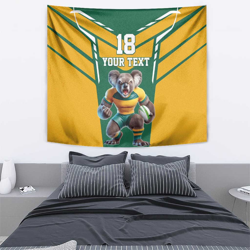 Custom Australia Rugby Tapestry Koala Mascot Sporty Style - Wonder Print Shop