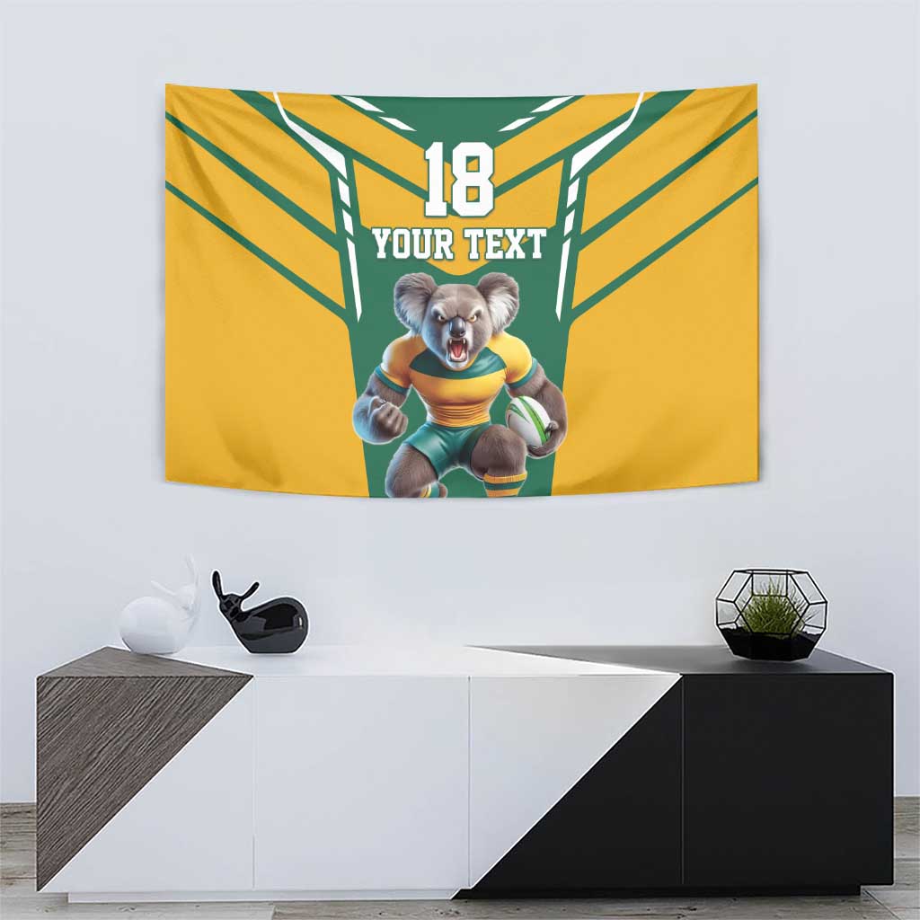 Custom Australia Rugby Tapestry Koala Mascot Sporty Style - Wonder Print Shop