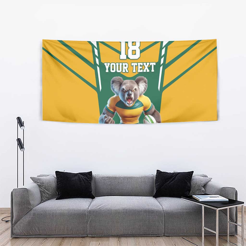 Custom Australia Rugby Tapestry Koala Mascot Sporty Style - Wonder Print Shop