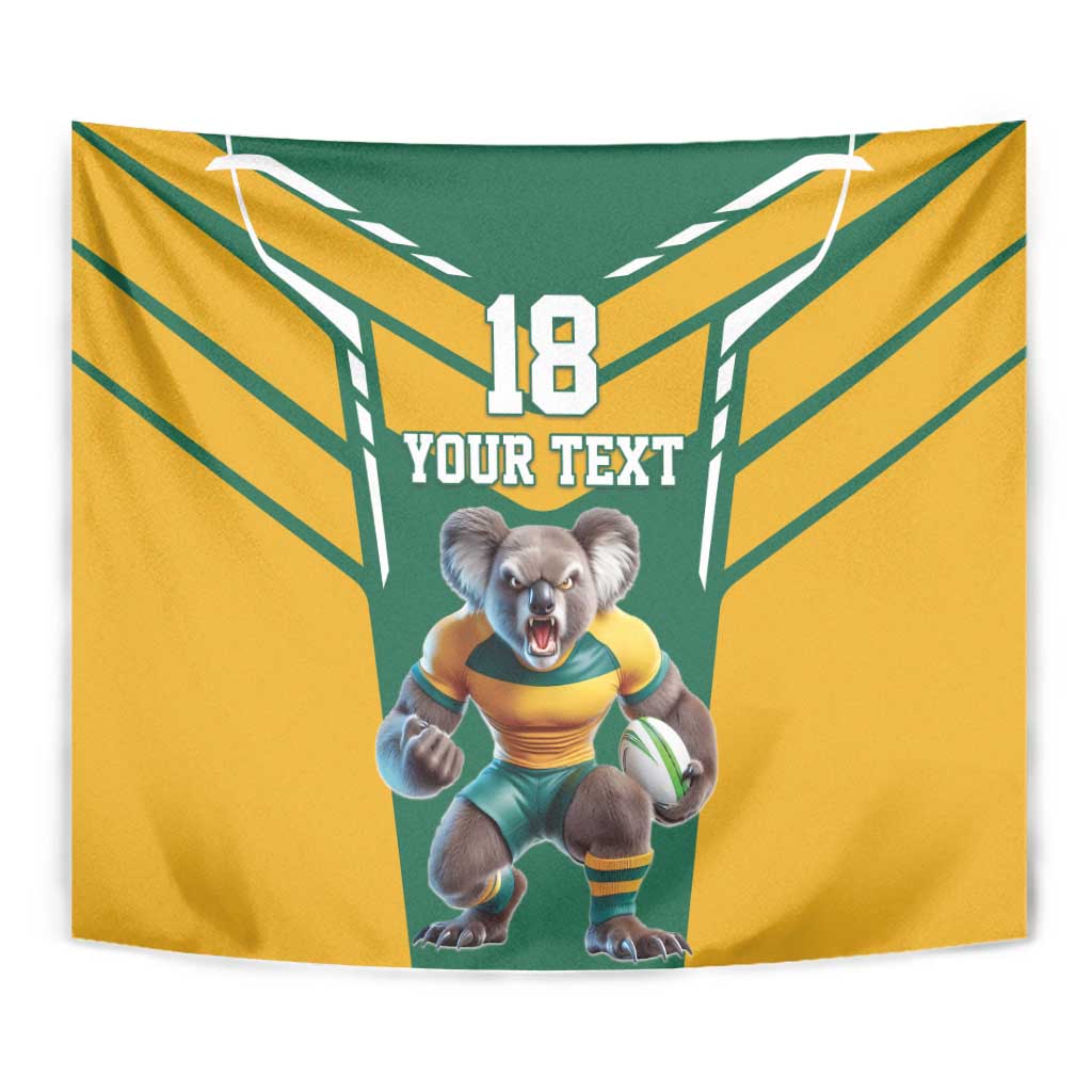 Custom Australia Rugby Tapestry Koala Mascot Sporty Style - Wonder Print Shop
